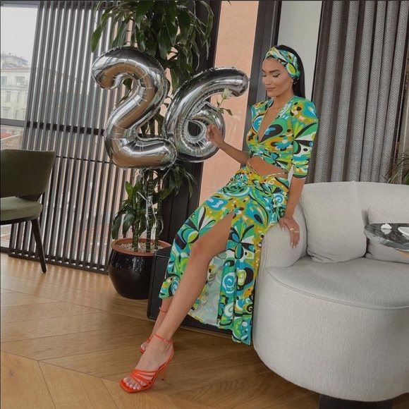 New Zara Set Top+Skirt Green Black - Picture 16 of 16